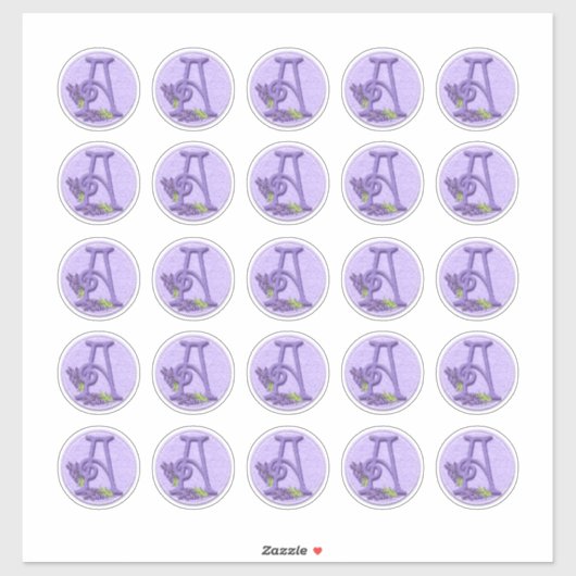 Felt Style Lavender Monogram Rounds Sticker (Vel)