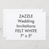 FELT WHITE 110lb 7x5"Geschriste Uitnodiging van he (Voorkant / Achterkant)