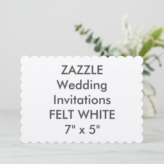 FELT WHITE 110lb 7x5"Geschriste Uitnodiging van he (Staand voorkant)