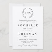 Felt White Premium Rustic Leaf Monogram Weddenscha Kaart (Voorkant)