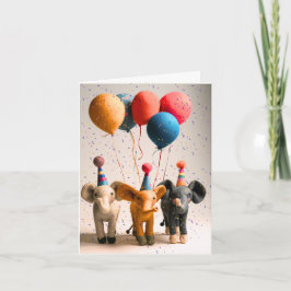 Felted Elephant Party Wenskaart Kaart
