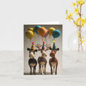 Felted Moose Party Wenskaart Kaart (Gele Bloem)