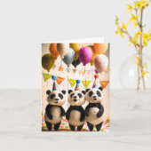 Felted Panda Party Wenskaart Kaart (Gele Bloem)