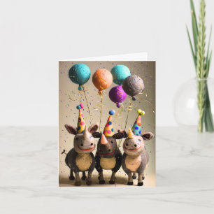 Felted Party Rhinos Celebration Kaart