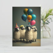 Felted Sheep Birthday Party Flat Wenskaart Bedankkaart (Staand voorkant)
