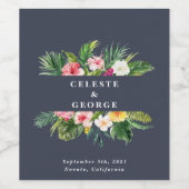 feltropische bruiloft wijn etiket (Enkel label)