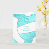 felturquoise artsy girly volleybal verjaardag kaart (Gele Bloem)