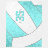 felturquoise white volleyball , speciale naam fleece deken (Voorkant)