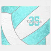 felturquoise white volleyball , speciale naam fleece deken (Voorkant (Horizontaal))