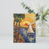 Felucca op de rivier briefkaart (Staand voorkant)