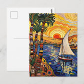 Felucca op de rivier briefkaart (Voorkant / Achterkant)