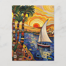 Felucca op de rivier briefkaart