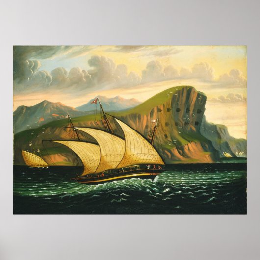 Felucca van Gibraltar door Thomas Chambers Poster (Voorkant)