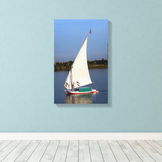 Felucca varen langs de Nijl - Aswan, Egypte Canvas Afdruk (Insitu (Houten vloer))