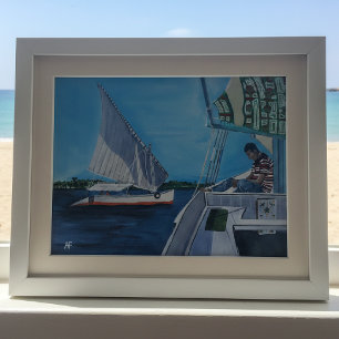 Felucca's op de Nijl Schilderij van Alfred Fox Canvas Afdruk