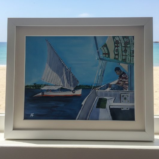 Felucca's op de Nijl Schilderij van Alfred Fox Canvas Afdruk