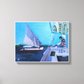 Felucca's op de Nijl Schilderij van Alfred Fox Canvas Afdruk (Voorkant)