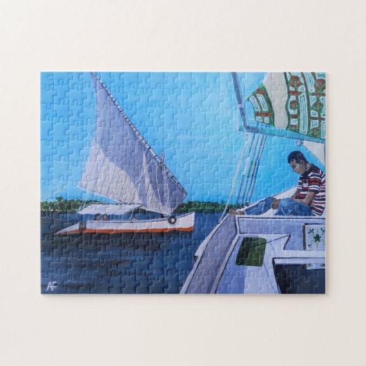 Feluccas op de Nijl Schilderij van Alfred Fox Legpuzzel (Horizontaal)