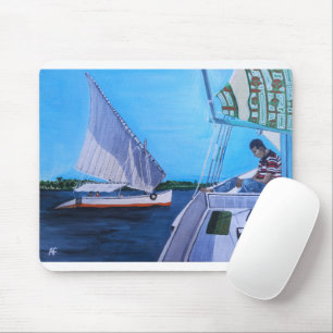 Felucca's op de Nijl Schilderij van Alfred Fox Muismat