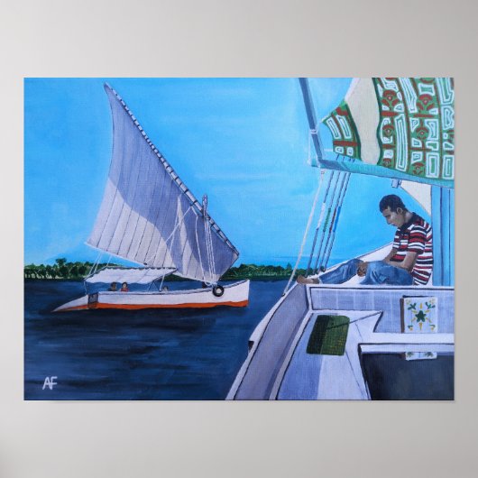 Felucca's op de Nijl Schilderij van Alfred Fox Poster (Voorkant)