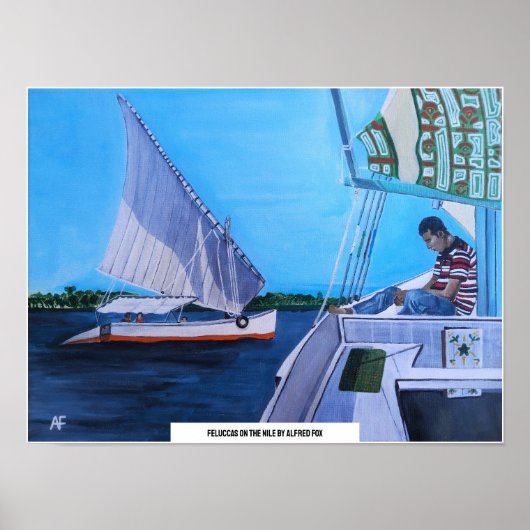 Feluccas op de Nijl Schilderij van Alfred Fox Poster (Voorkant)