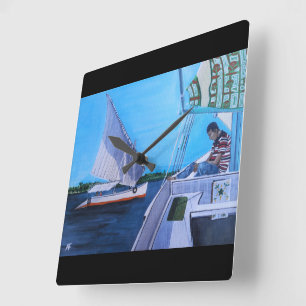 Felucca's op de Nijl Schilderij van Alfred Fox Vierkante Klok