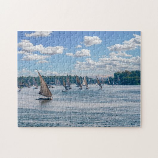 Feluccas varen langs de Nijl - Aswan, Egypte Legpuzzel (Horizontaal)