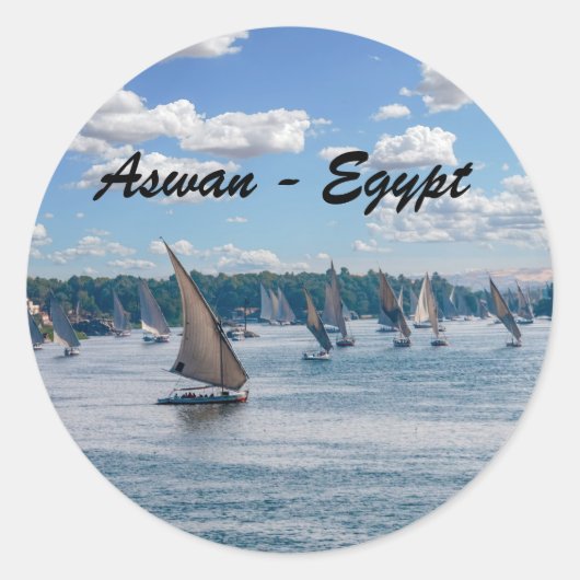 Feluccas varen langs de Nijl - Aswan, Egypte Ronde Sticker (Voorkant)