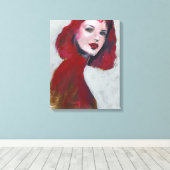 Fem Portrait - Rood Canvas Afdruk (Insitu (Houten vloer))