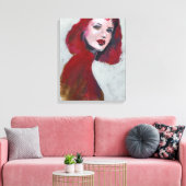 Fem Portrait - Rood Canvas Afdruk (Insitu (Woonkamer))
