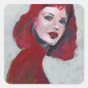 Fem Portrait - Rood Vierkante Sticker