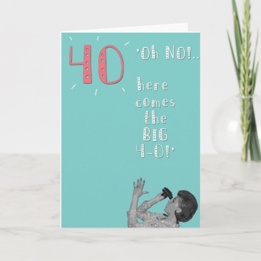 female 40th birthday retro style card feestdagen kaart (Voorkant)