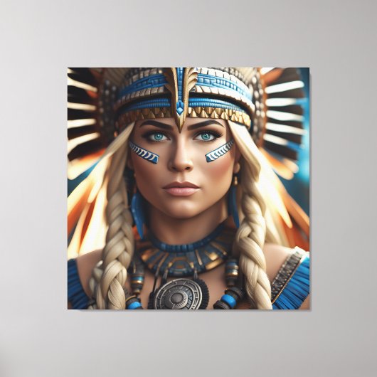 Female Aztec Warrior Canvas Afdruk (Voorkant)