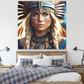 Female Aztec Warrior Canvas Afdruk