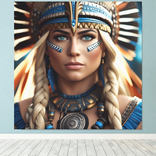 Female Aztec Warrior Canvas Afdruk (Insitu (Houten vloer))