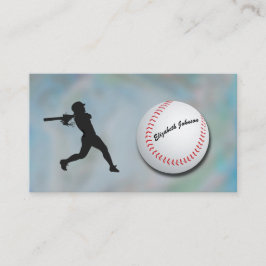 Female Baseball Player - silhouette and baseball Visitekaartje