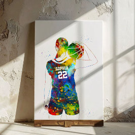 Female Basketball Player Canvas Afdruk