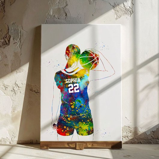 Female Basketball Player Canvas Afdruk