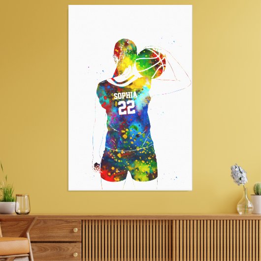 Female Basketball Player Canvas Afdruk (Insitu (Woonkamer))