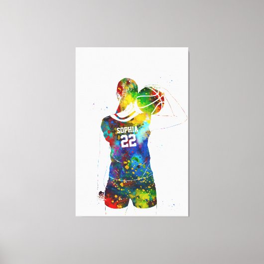 Female Basketball Player Canvas Afdruk (Voorkant)