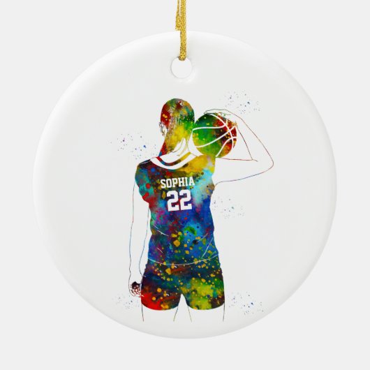 Female Basketball Player Keramisch Ornament (Achterkant)