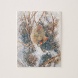 Female Cardinal Winter Watercolor Legpuzzel