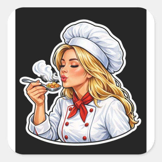 Female Chef Illustration Sticker (Voorkant)