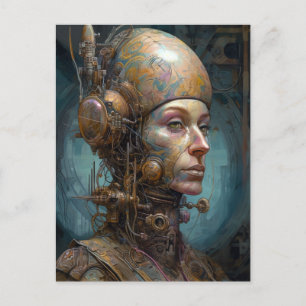 Female Cyborg Woman Science Fiction Briefkaart