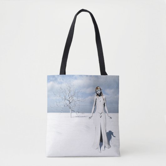 Female elf walking in the snow tote bag (Voorkant)