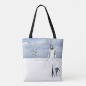 Female elf walking in the snow tote bag (Achterkant)