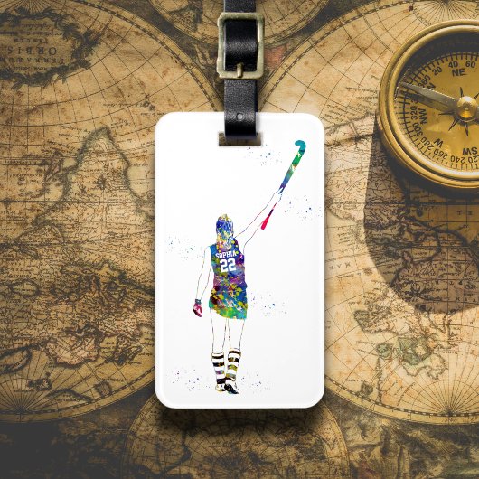 Female Field Hockey Player Bagagelabel