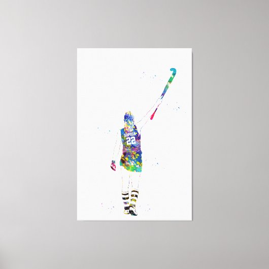 Female Field Hockey Player Canvas Afdruk (Voorkant)
