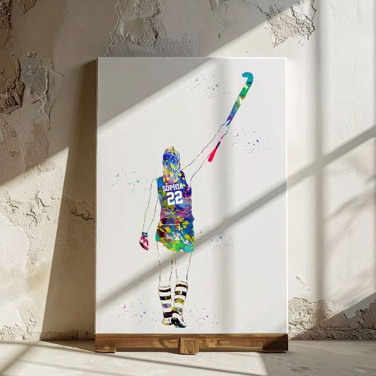 Female Field Hockey Player Canvas Afdruk