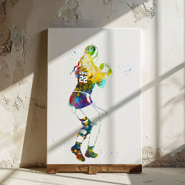 Female Flag Football Player Canvas Afdruk